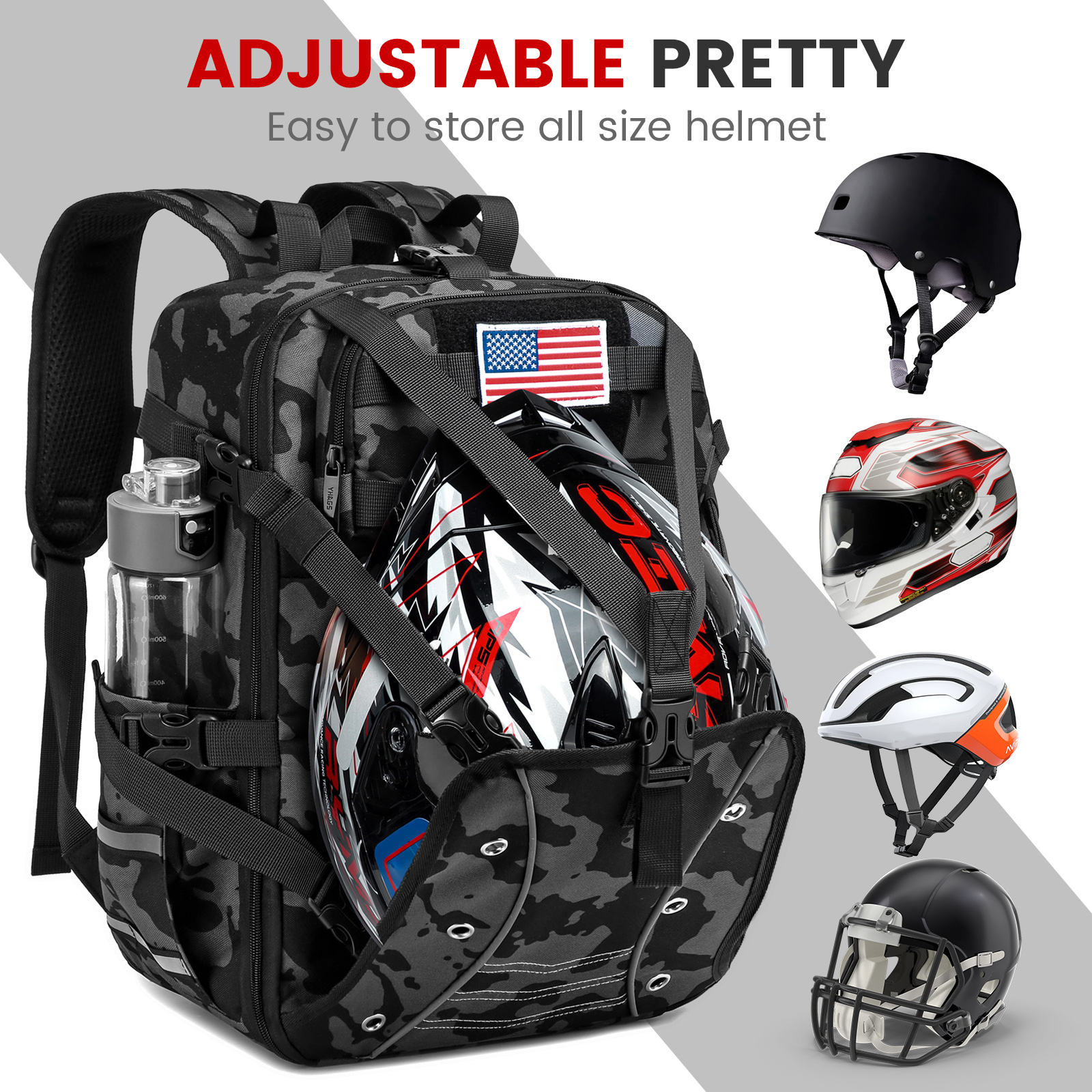 Motorcycle Backpack Helmet Bags, Large Capacity Waterproof Helmet Backpack for Men, Motorcycle Accessories Storage Cycling Bag