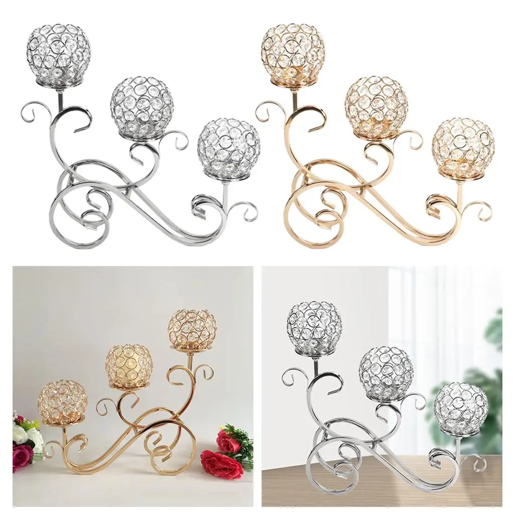 Crystal Candle Holders 3 Arms Candelabra Sparkling Candelabrum Candlesticks Table Decoration for Wedding Decor Home Centerpiece H260310