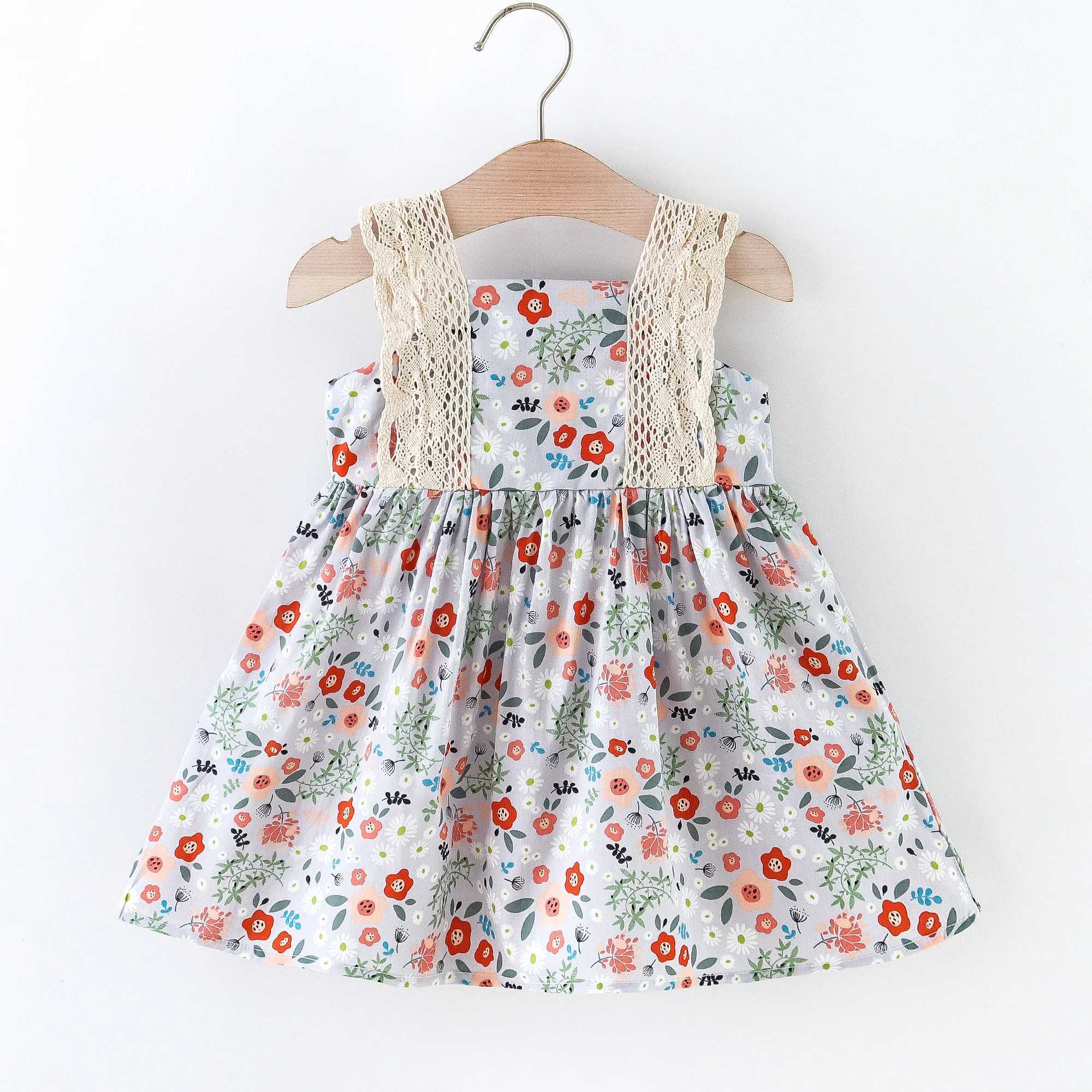 Summer Baby Girl Dress Full Of Floral Square Neckline Lace Suspender Princess Dress Childrens Dress R250707