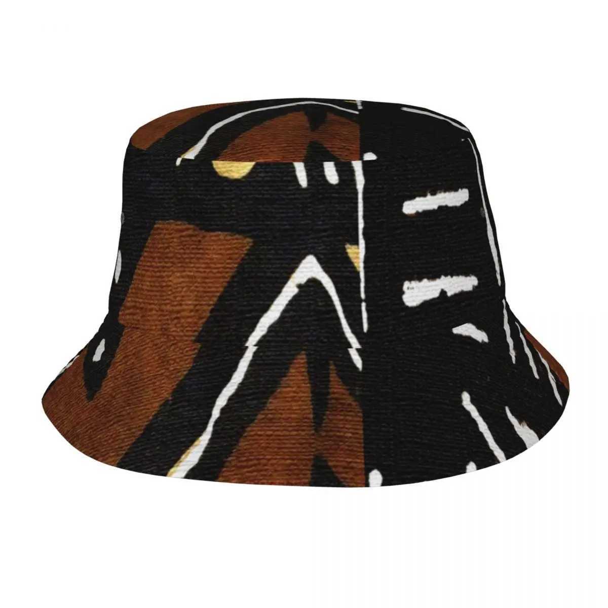 Unisex Bucket Hats Contemporary African Mud Cloth Spring Picnic Headwear Foldable Outdoor Fishing Cap Ancient Bob Gifts Idea Y250707