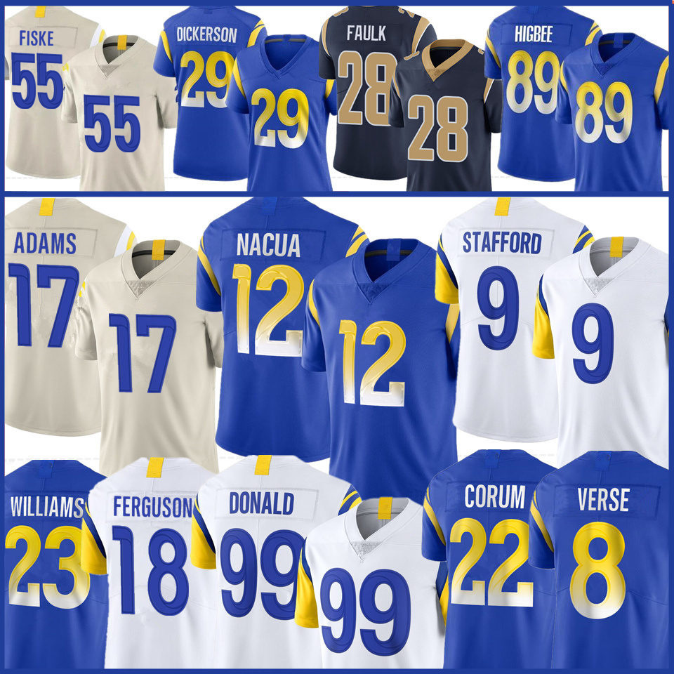 Matthew Stafford Puka Nacua Football Jersey Aaron Donald Blake Corum Jared Verse Kyren Williams Davante Adams Jimmy Garoppolo Terrance Ferguson Karty Braden Fiske