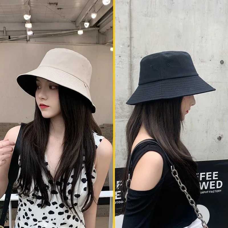 Women Summer Bucket Hats Men Solid Color Sunscreen Two-Sided Hat Children Personality Outdoor Leisure Sunshade Cap Fisherman Cap Y250707