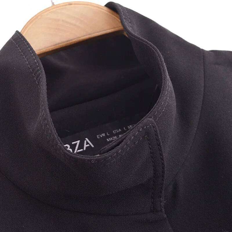 TRAF Black Cropped Cape Women's Autumn Winter Oversized Long Sleeve Short Cloak Outerwear Fashion Casual Elegant Coat