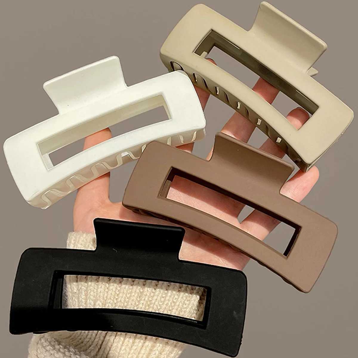 Korean Large Solid Hair Claw Elegant Hairpins Barrette Crab Hair Clips For Women Girls Square Headwear Hair Accessories Jewelry Z250707