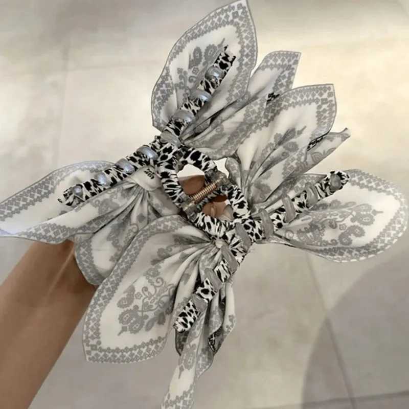 Bohemian Style Bow Hair Claw Cashew Paisley Shark Clip Large Size Hair Clips Boho Vacation Headwear Women Hair Accessories Z250707