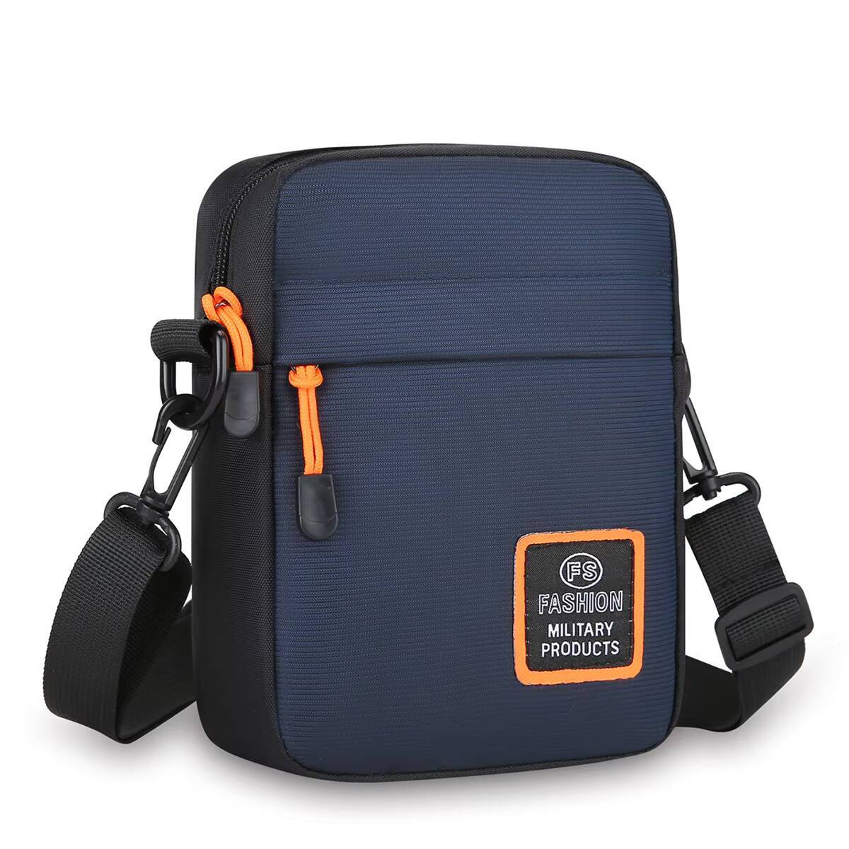 Mens Lightweight Nylon Multiple Compartments Zipper Square Adjustable Strap Crossbody Bag For Daily Use ddmynov