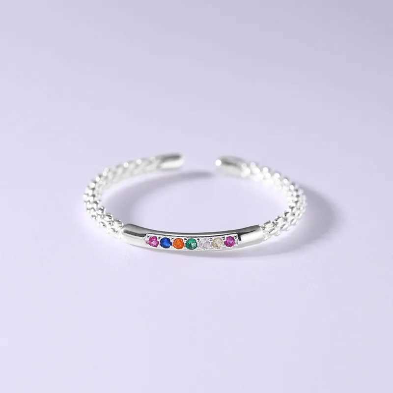 New in 925 Sterling Silver Color Zircon Adjustable Womens Ring Wedding Female Jewelry Wholesale XJ250707