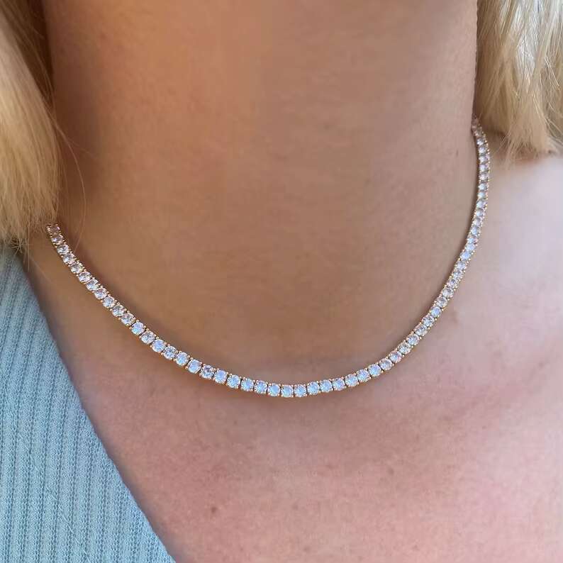 Hip Hop 2mm 3mm Moissanite Chain Iced Out Chain 925 Silver Sparkling Moissanite Tennis Chain