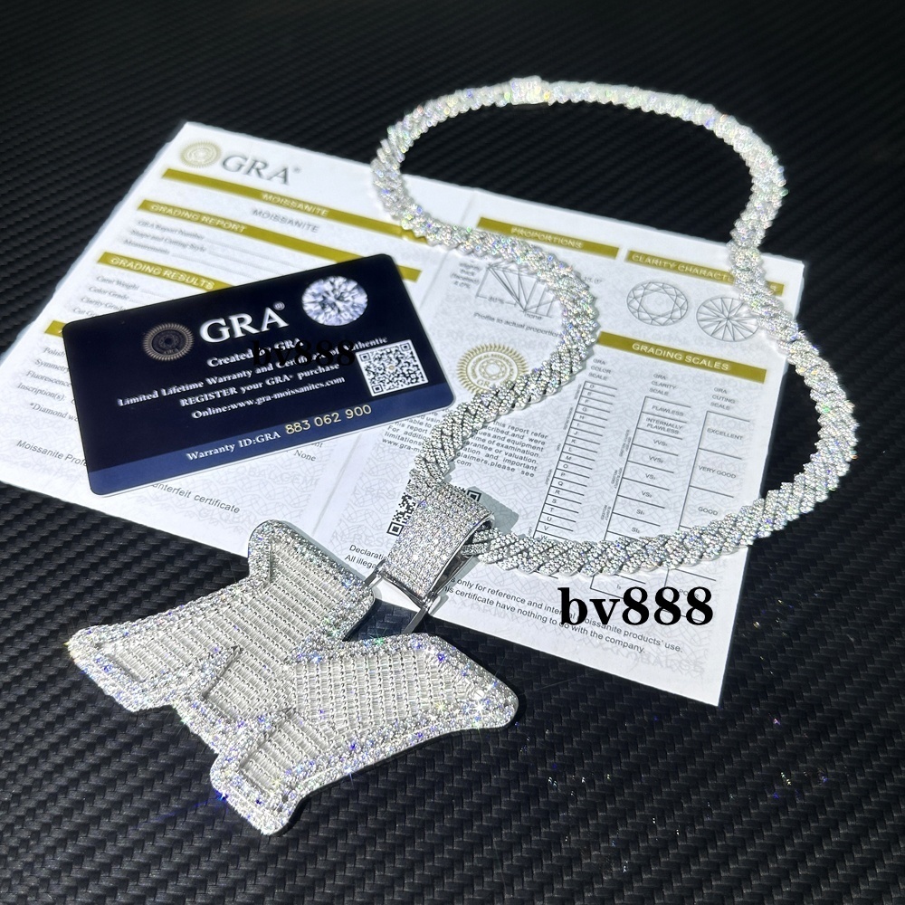 Hip Hop Baguette Moissanite Diamond Silver 925 Making Letter M Iced Out Name Personalised Custom Fine Jewelry Moissanite Pendant