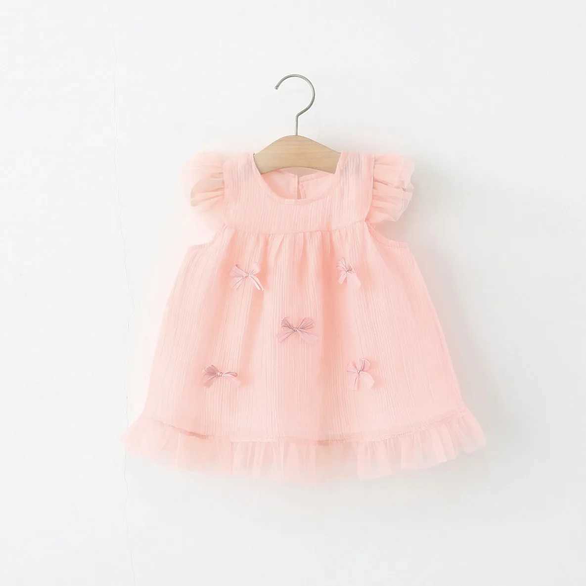 Baby Girl Summer Cotton Dress Full Print Bow Girl Dress Cute Little Fly Sleeves Girl Princess Dress Baby Clothing Girl R250707
