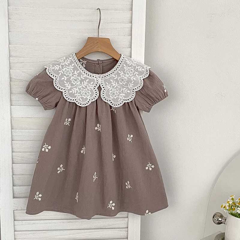 Girls Dresses Childrens Baby Casual Cotton Bubble Sleeves Ventilate Summer Princess Outdoors Baby Girls Embroider Summer Dress R250707