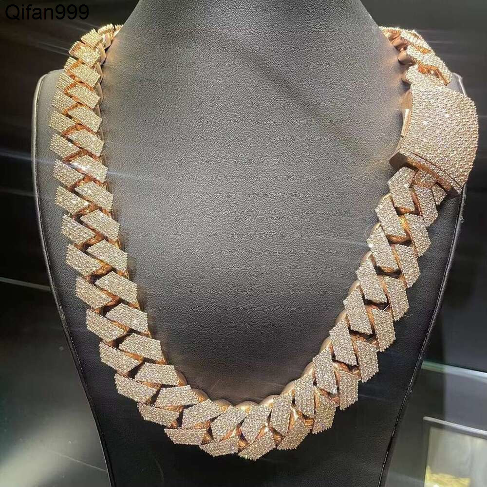 13Mm Vvs1 Moissanite Ice K Chain Necklace Sier Hip Hop Chains Miami Cuban Style Gift For Him