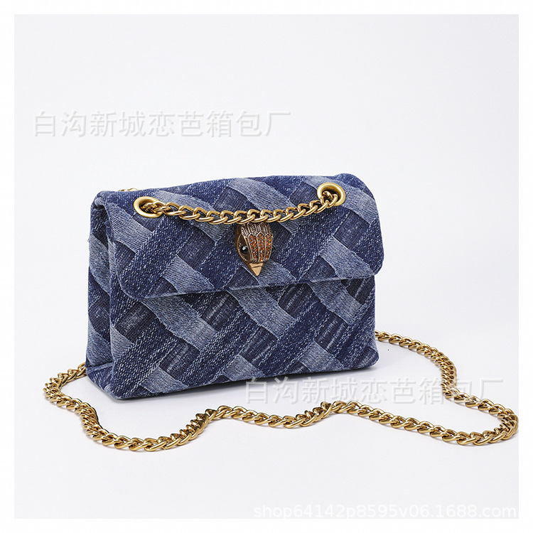 Designer 2025 Denim Woven Small Square Eagle Head High-End Shoulder Chain Luxury Women's Bag