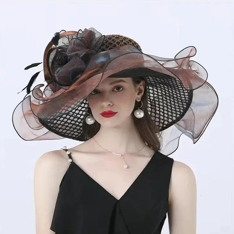 Fashionable and Elegant Lady Derby Dress Church Cloche Hat Bow Bucket Wedding Bowler Caps for Party Performance 250707