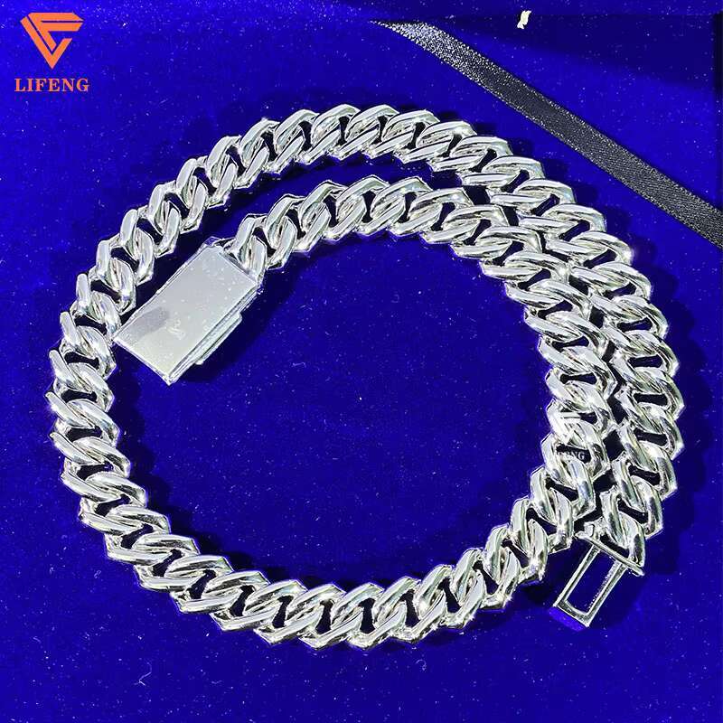 15mm 4Row White Gold Plated 925 Sterling Silver VVS Moissanite Diamond Necklace Custom Hip Hop Charm for Women