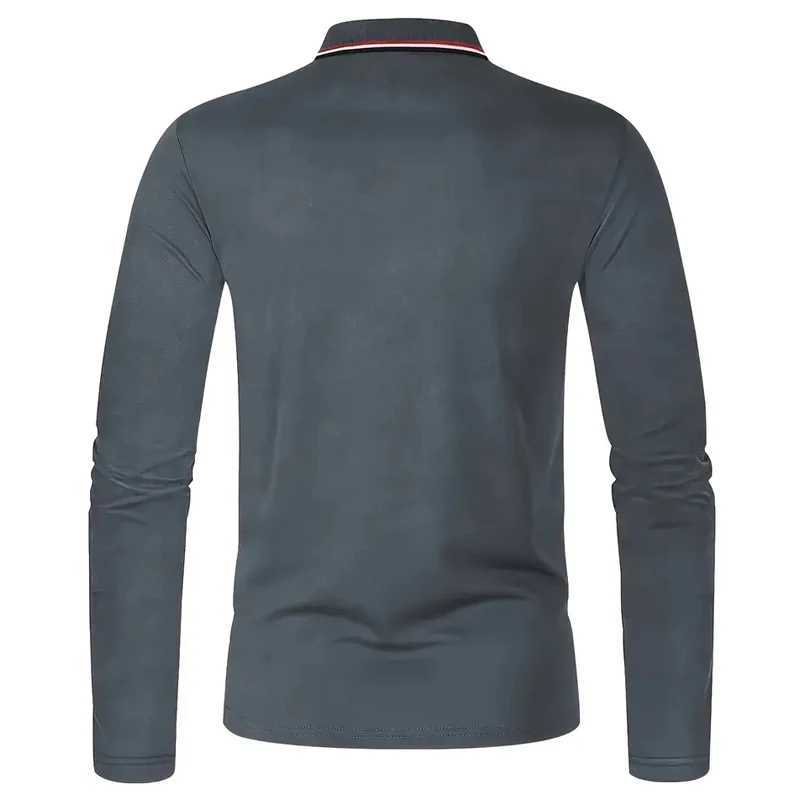 100% Cotton Mens Clothing Long Sleeve Casual Lapel Polo Shirt Elastic and Suitable for Sports and Casual Wear Golf Polo Shirt Y250707 Y250707