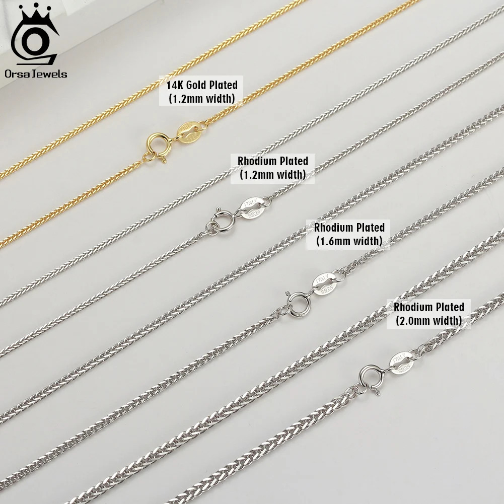 ORSA JEWELS Genuine 925 Sterling Silver Chopin Chain Necklace Minimalism Style 925 Chopin Chain 40-60cm SC53 250702