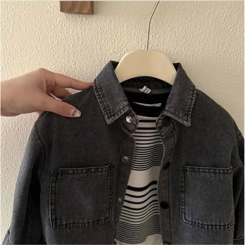 Boys Denim Coat Childrens Clothes Jacket Girls Thin Casual Outerwear Spring Autumn Parkas Cotton Costume 2-8 Years Old 250704