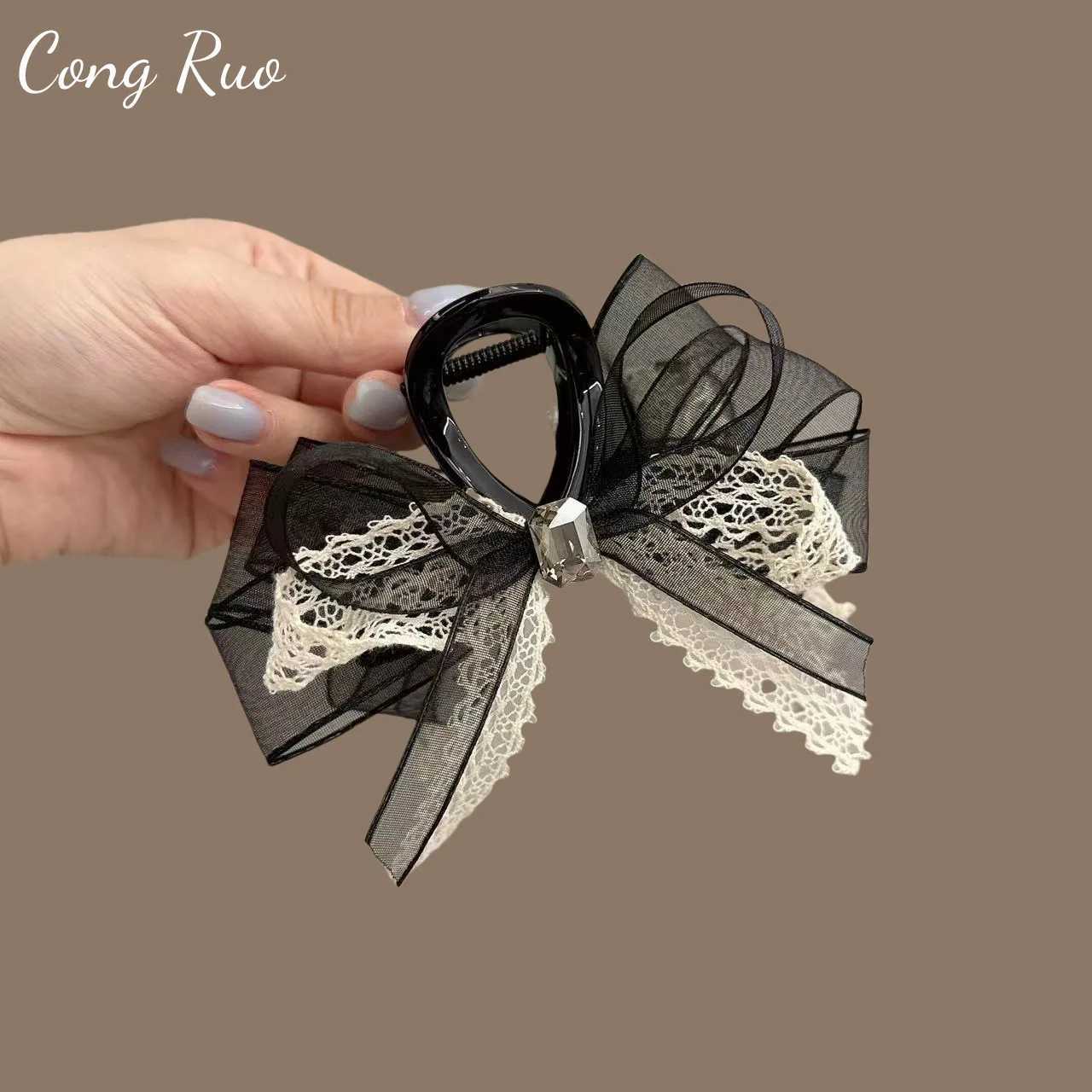 2025 New Original Design Bow Grab Clip Back Head Lace Hairpin Summer Half Tie Ponytail Clip Headgear Disc Hair Shark Clip Z250707