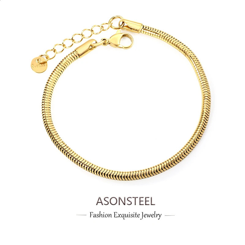 ASONSTEEL Trendy 316L Stainless Steel Cuban Chain Bracelets Square Round Snake Adjustable Unisex n Gift Waterproof Jewelry 250707