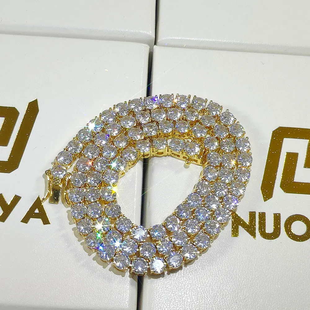 Hip-Hop 1 Row Cz Tennis Chain Necklace Cubic Zircon Iced Out m 4Mm 5Mm 6Mm 18/K Rapper Necklace Drop Jewelry 250702