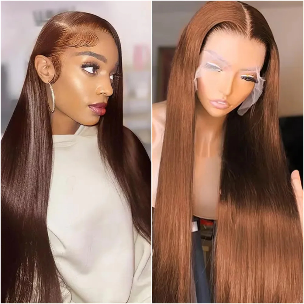Brazilian Red Wig Bone Straight Color Simulation Really Human Hair Wig 200 Density 13x4 Lace Closure Wig HD Transparent Hair Synthetic Lace Front Wigs