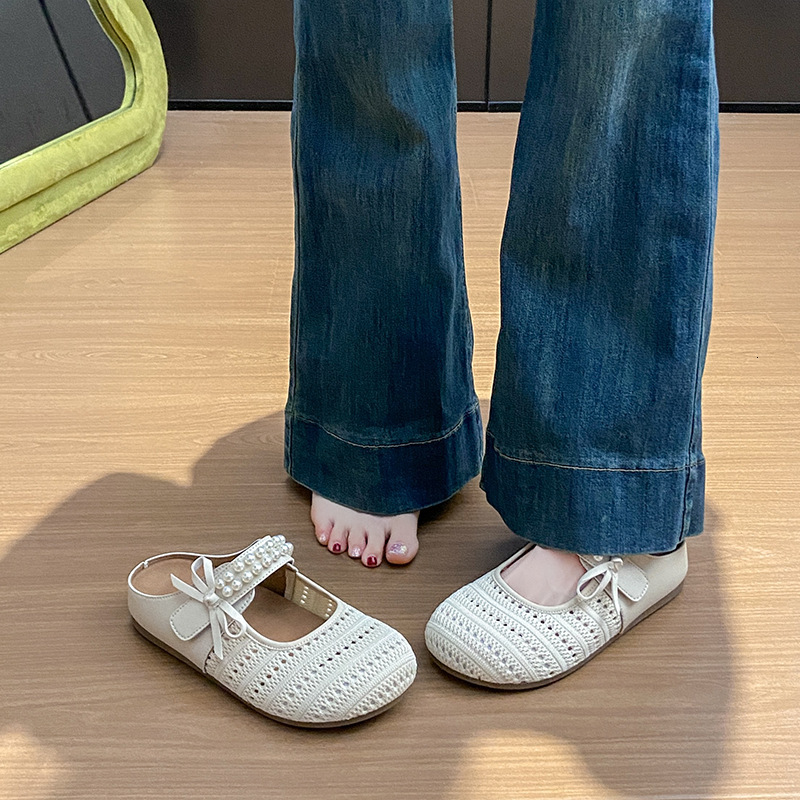 2025 Korean Style Summer New Half-Slip White for Women Ins Breathable Student Height Increasing Casual Designer Women's Shoes Street Shooting