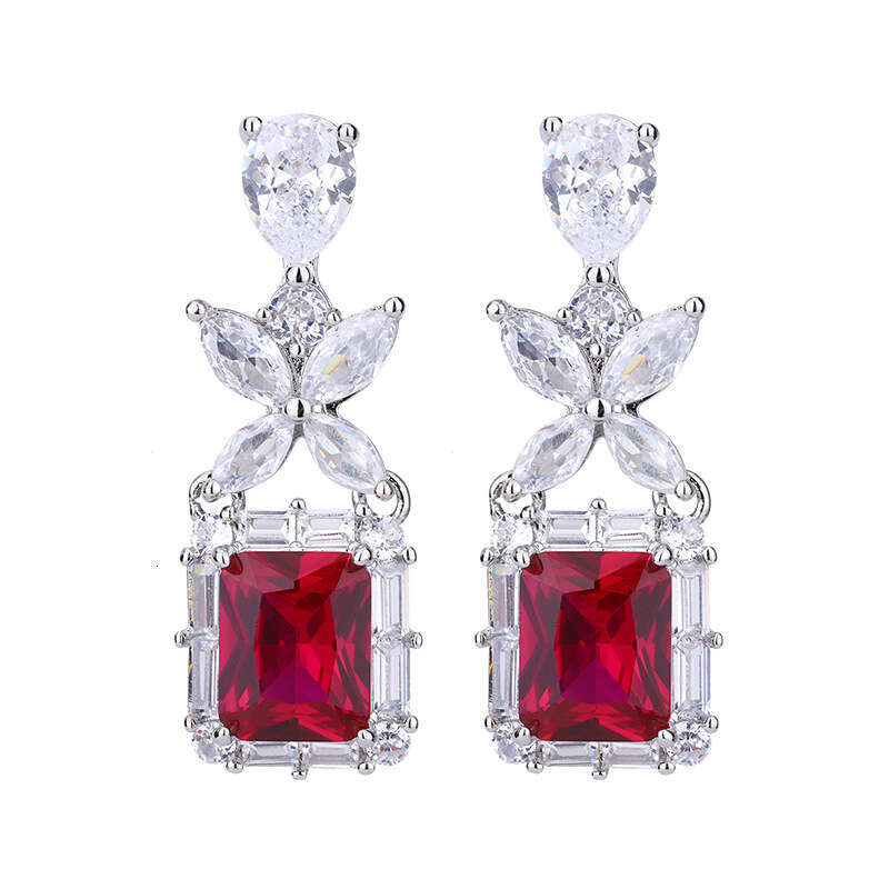 Jewelry Zircon S Sier Needle Stud Earrings For Women Fashion Paraiba Pink Accessories High-End Feel F5d