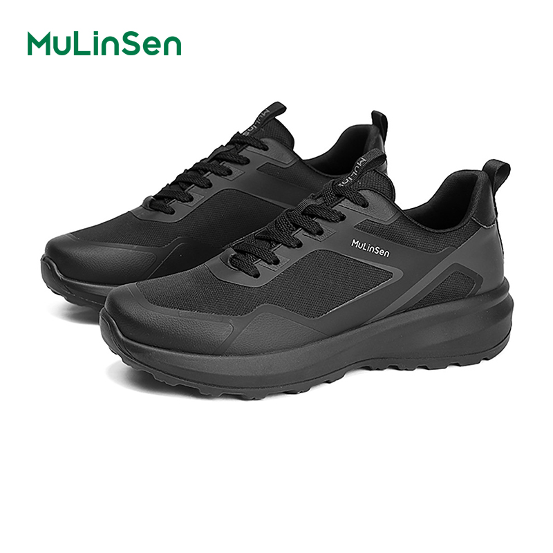 Mulinsen men's shoes spring and summer thin breathable men's mesh sports shoes 2025 new black casual shock-absorbing running shoes