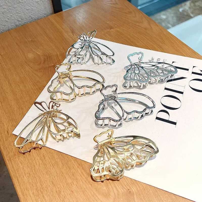 Fashion Metal Butterfly Hair Claws Hollow Out Zinc Alloy Beautiful Hairpins Golden Butterfly Hair Clips Womens Hair Accessories Y250707