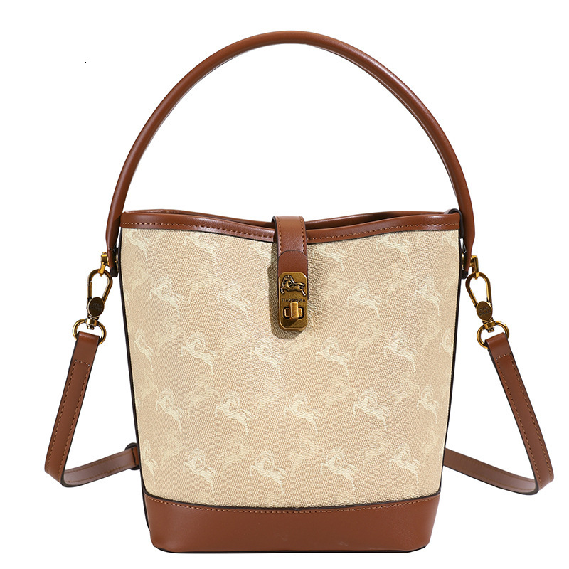 Designer 2025 New Korean Style Elegant Bucket Versatile Fashion High-end Feel Shoulder Crossbody Light Luxury Women's Bag