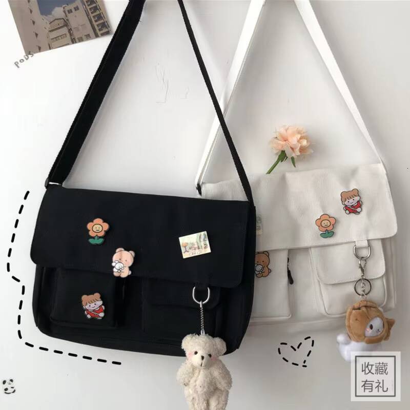 Women Simple Messenger Casual Satchel Ladies Handbags Shoulder Bag Pouch Girls Sweet Printed Canvas Cross School Bags Purses ddmynov