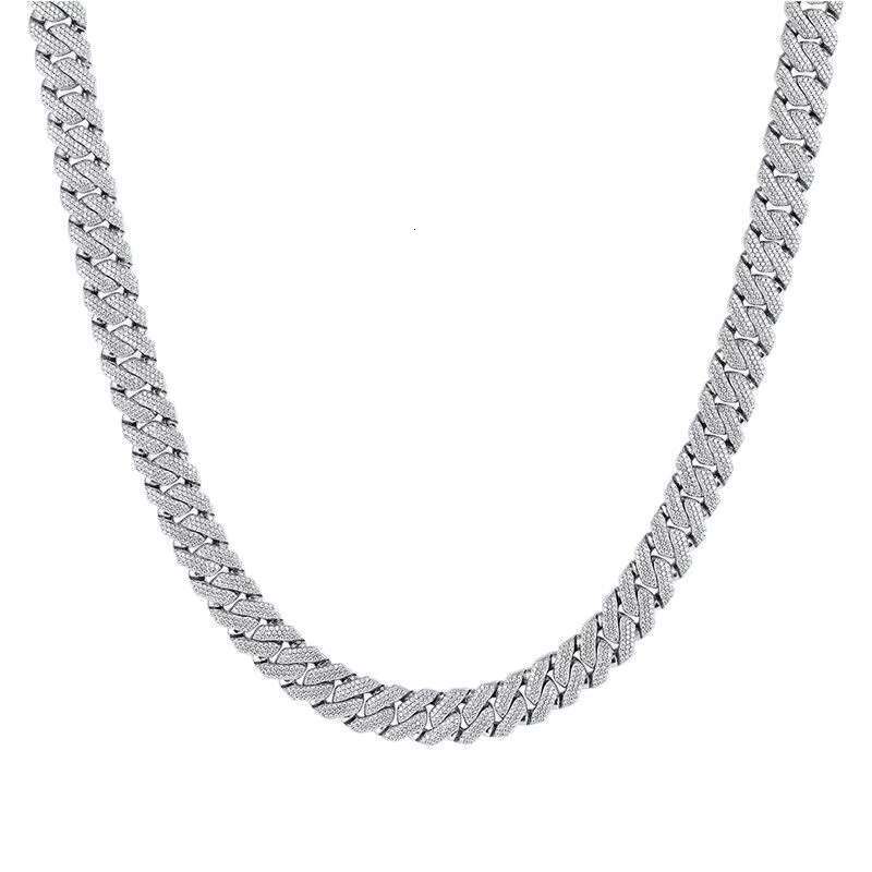 925 Sterling Silver Cuban Link 15mm Moissanite Diamond Necklace Stylish Jewelry for Men