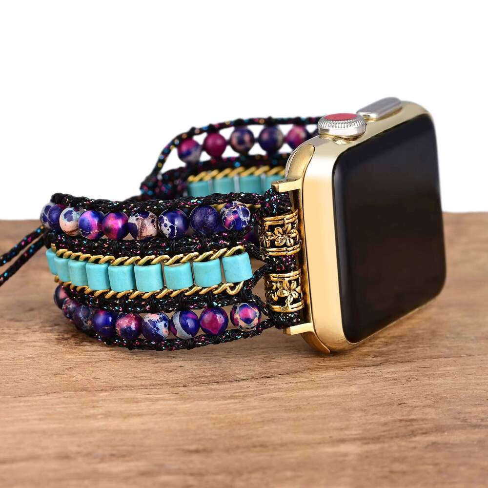 Emperor Stone Beaded Woven Apple Watch with Bohemian Strap Delivery