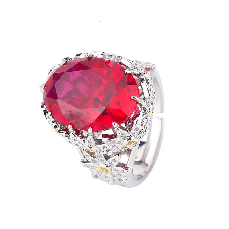 New Jewelry Ring Accessories, Color-Changing Under Purple Light, Red Corundum Pink Diamond Open Ring, High-End Light Luxury Women's Wholesale 4A9