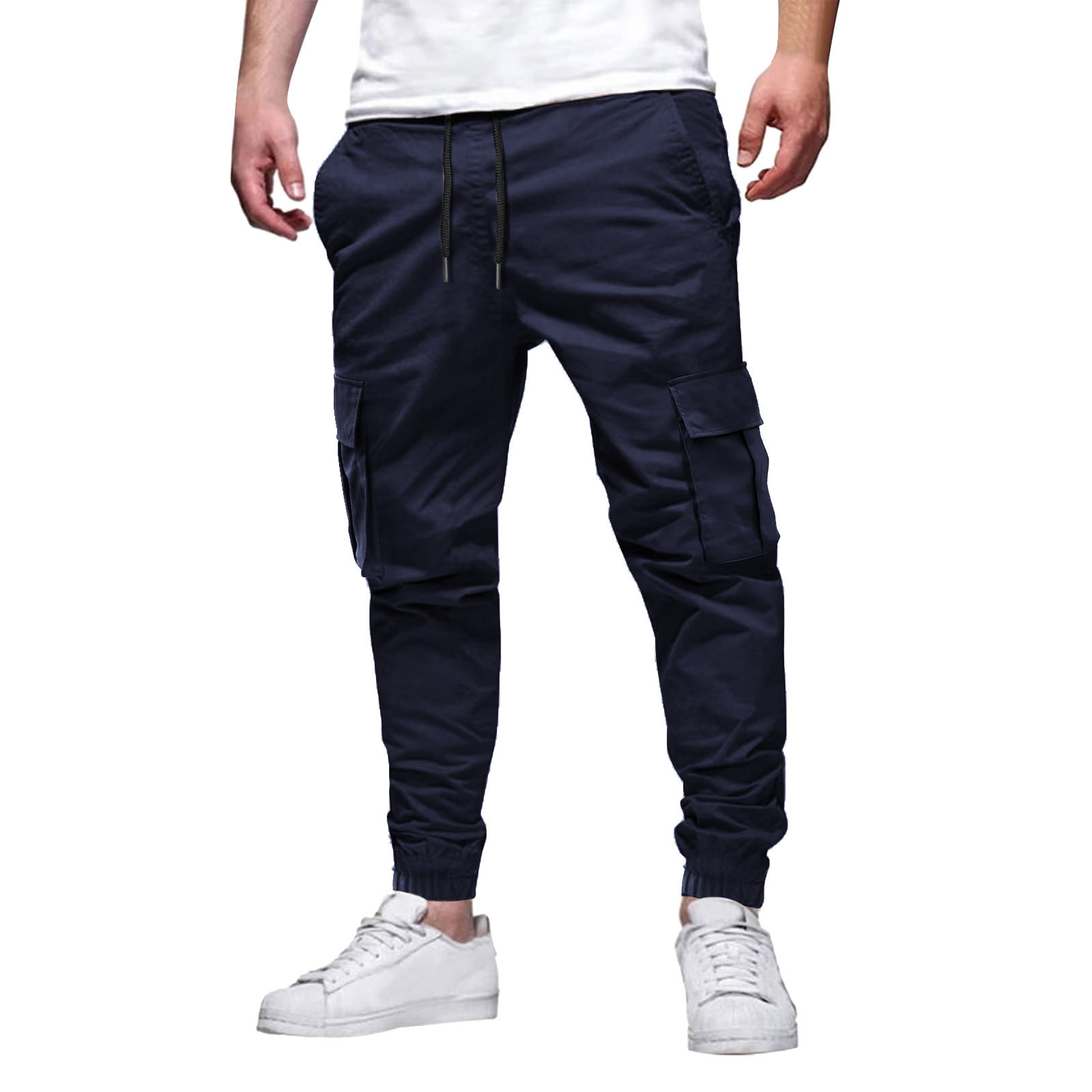 Mens MultiPocket Drawstring Casual Cargo Pants Mens Autumn and Summer New Cargo Pants 241021