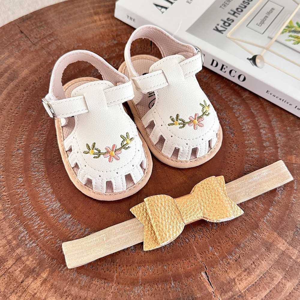 2pcs/Set Baby Girls Sandals Summer Shoes Outdoor First Walker Toddler Girls Shoes For Summer Newborn Baby Girl Princess Mary Jane R250707
