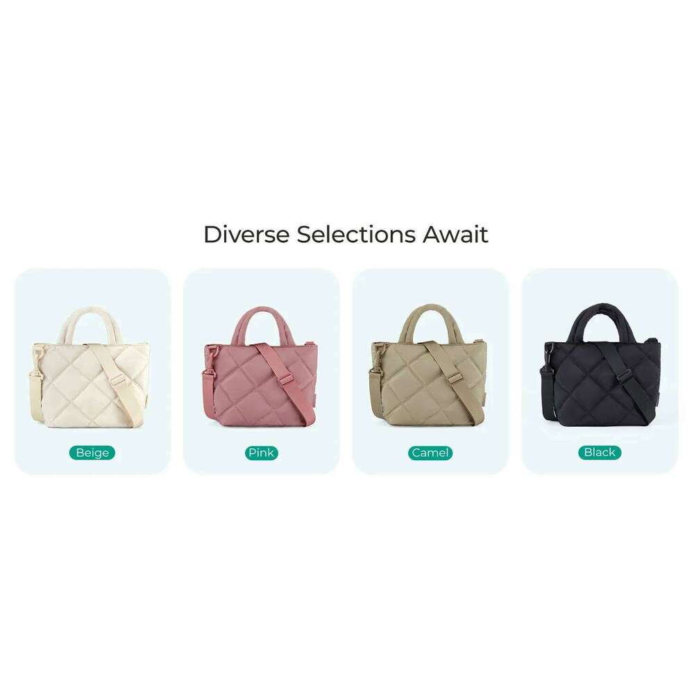 Puffy Mini Tote Quilted Grid Shoulder Bag Small Purse Handbag Organizer Crossbody Bags for Women