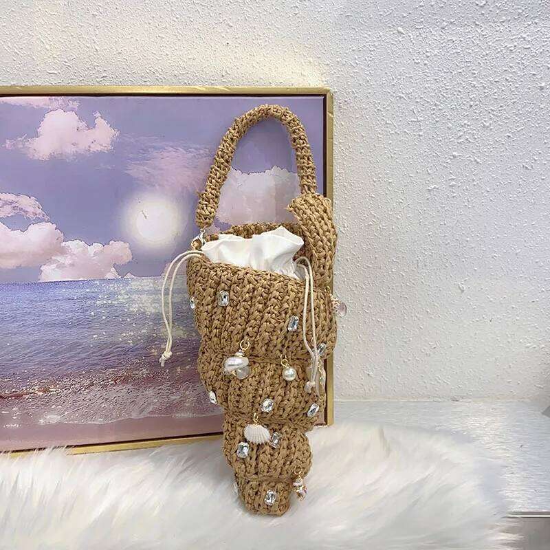 Designer bag 99 NEW dia shell Shaped Straw Women Shoulder Bags Paper Woven Crossbody Funnuy Cute Summer Beach Bag Small Female Purses