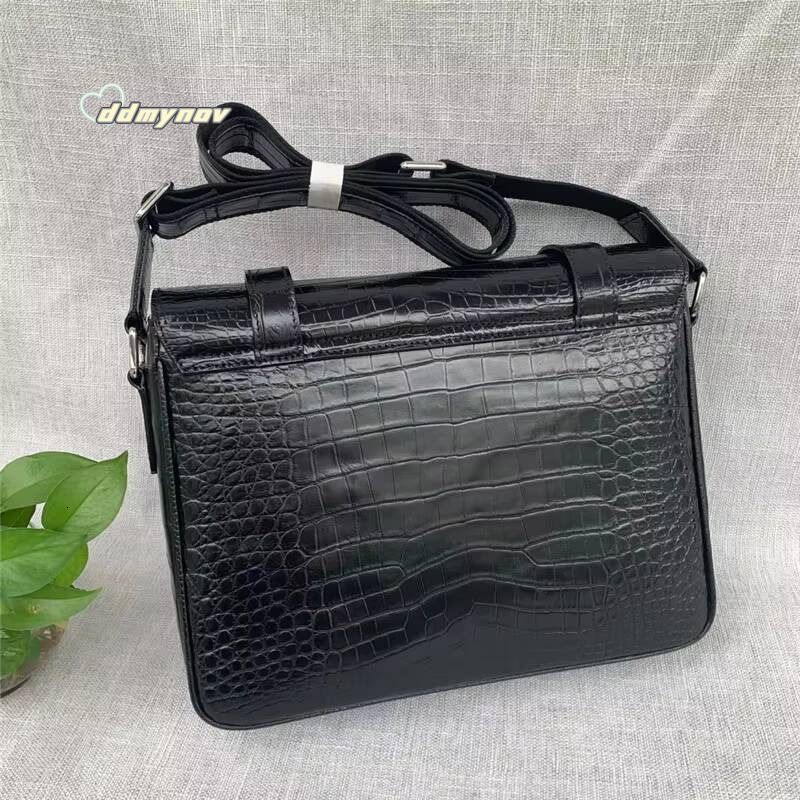 Authentic Exotic Crocodile Belly Skin Mens Satchels Messenger Genuine Alligator Leather Male Casual Single Shoulder Bag ddmynov
