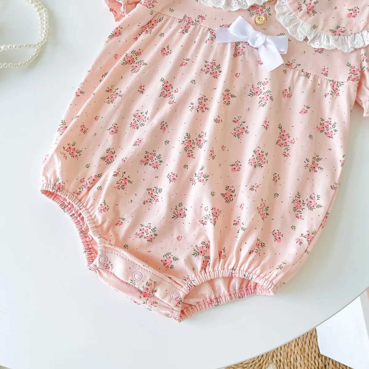 Sanlutoz Floral Infants Girls Short Sleeve Bodysuits Summer Newborn Baby Girls Cotton Princess Clothes R250707