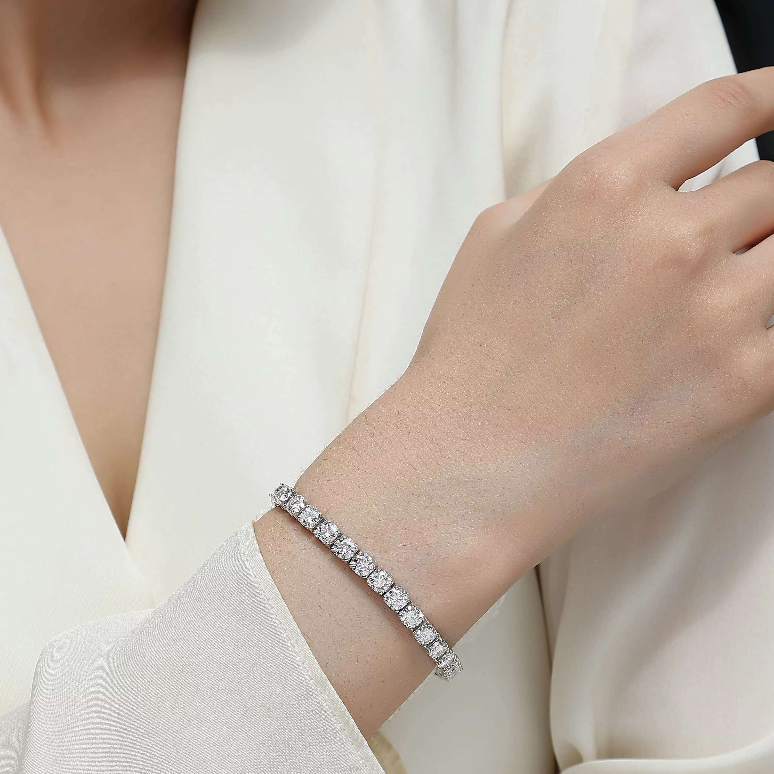 Ready to Ship Fine Men Women Bracelet Luxury Gemstone Bracelet 925 Silver Bracelet Gem Tennis Chain 5mm Moissanite Tennis Chain