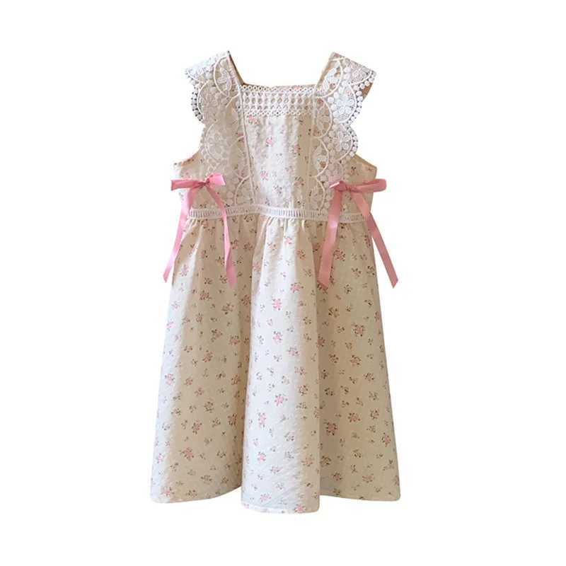 2025 Summer Korean Version Bow Lace Girls Dress Temperament Sleeveless Childrens Princess Skirt Vest Skirt R250707