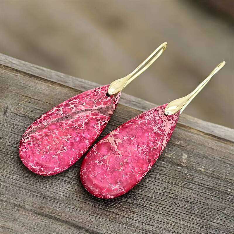 New Design Red Emperor Fashion Simple Natural Stone Earrings Jewelry Water Drop - Shipped