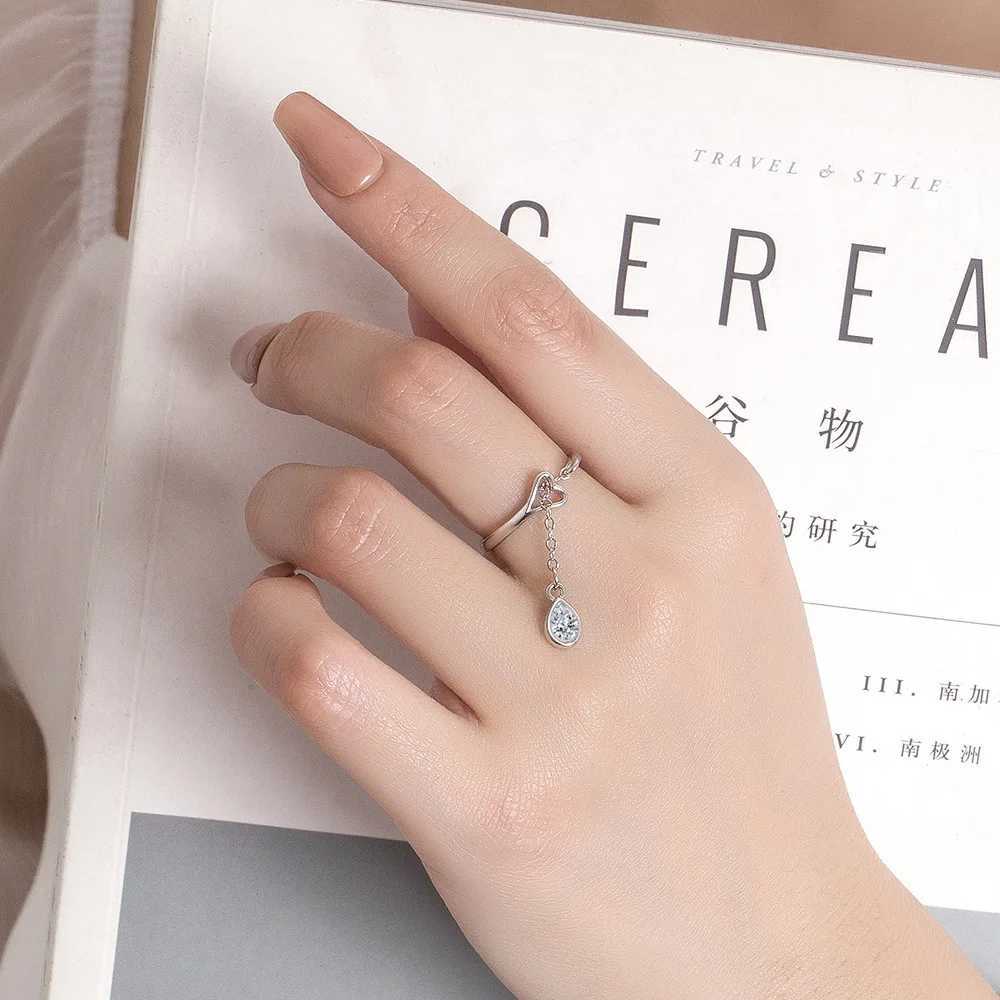 925 Sterling Silver Rings For Women Water Drop PendantAdjustable Ring Luxury Jewelry Accessories Wholesale Jewelry XJ250707