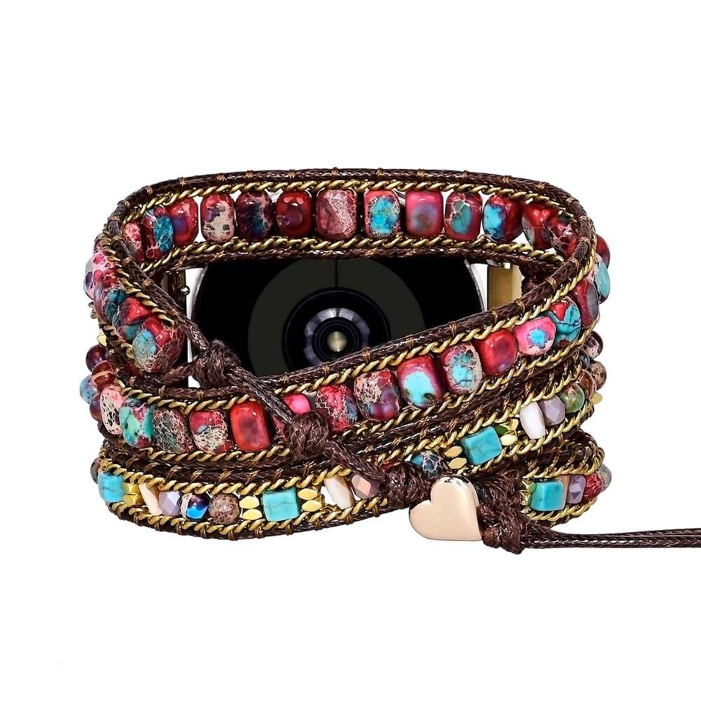 Creative Handmade Smart Red Imperial Stone Samsung Bohemian Jasper Bracelet Watch Strap