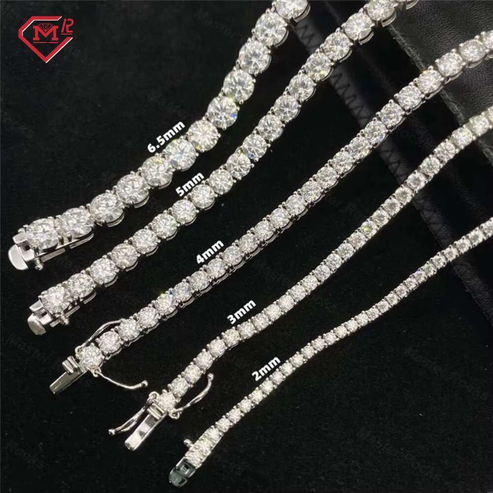 Wholesale Full Size 2-6mm Iced Out Tennis Chain 925 Silver Vvs Diamond Mens Moissanite Tennis Necklace