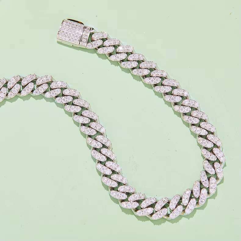 Dylam Pass Diamond Tester D Color Vvs Moissanite Chain 100% 925 Sterling Silver Moissanite Cuban Luxury Hip Hop Men Fine Jewelry