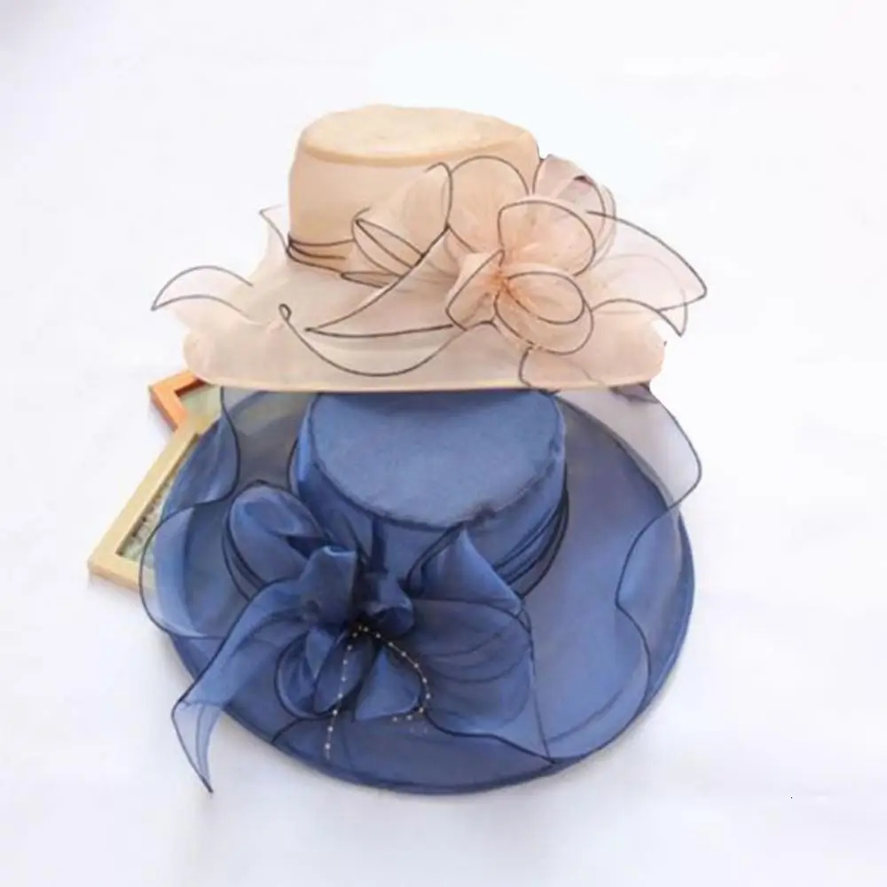 Elegant Bow Wide Brim Bucket Hats Church Hat Fedora Women Summer Foldable Sun Cap Flower Wedding Tea Party Hat 250707