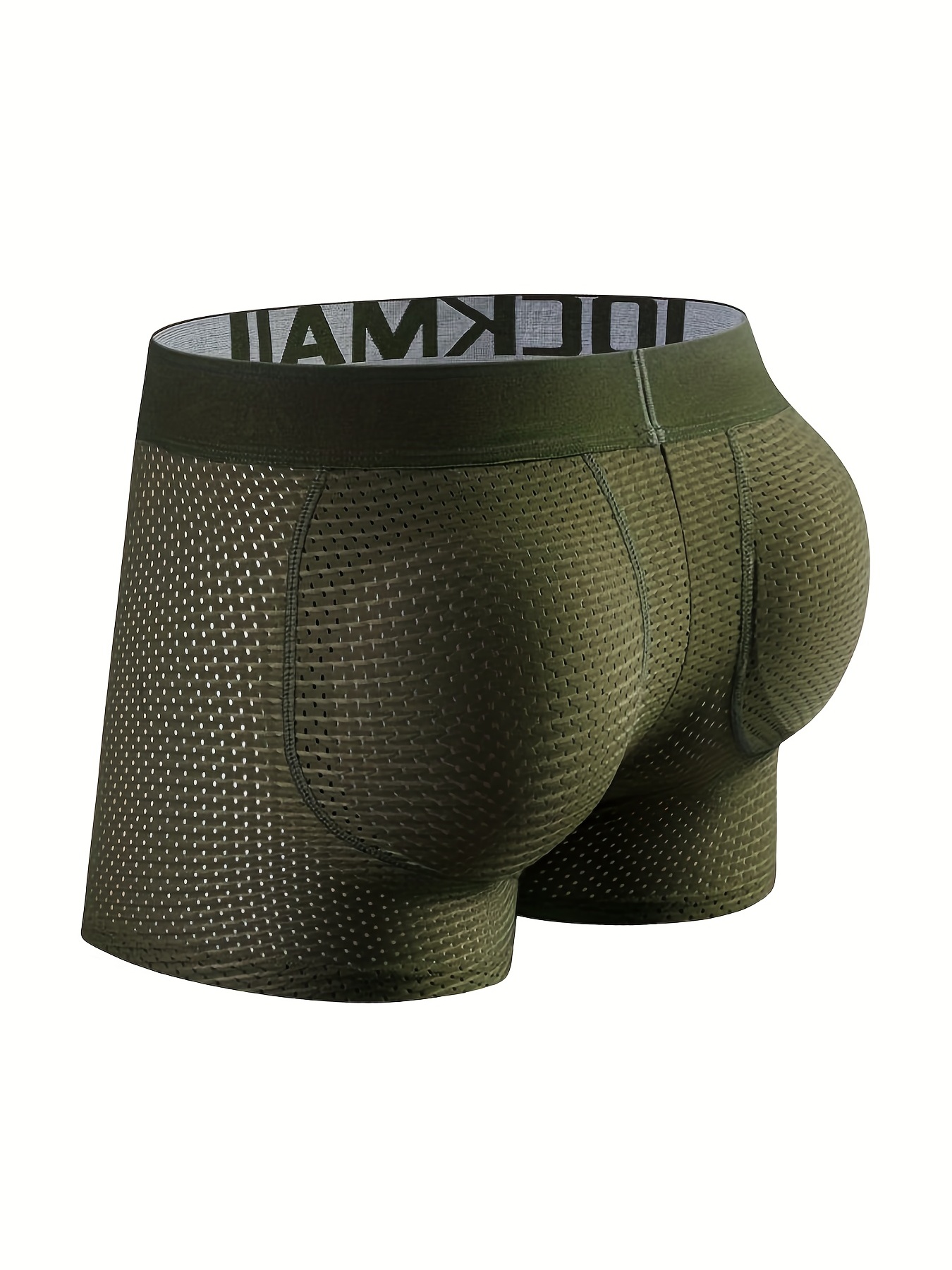 UpUns JOCKMAIL Mens Mesh Padded Boxers Sexy Breathable Briefs with Hip Lift Solid Color Lycra Shorts Wholesale Free Shipping Sample Supported